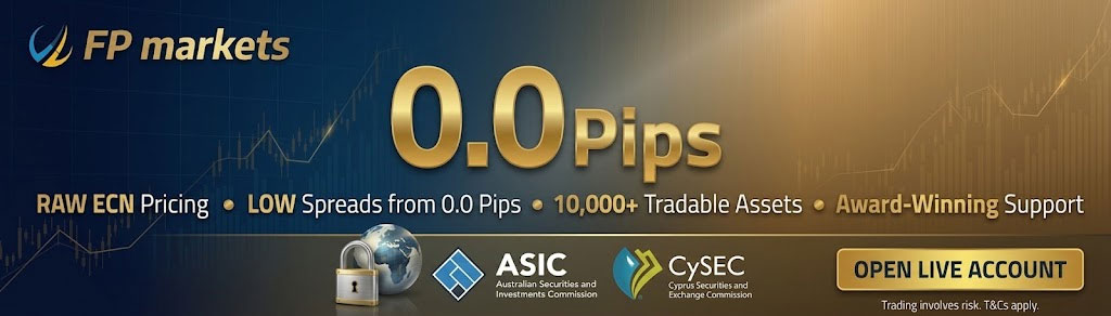 FP Markets - raw ECN pricing from 0.0 pips, ASIC & CySEC regulated